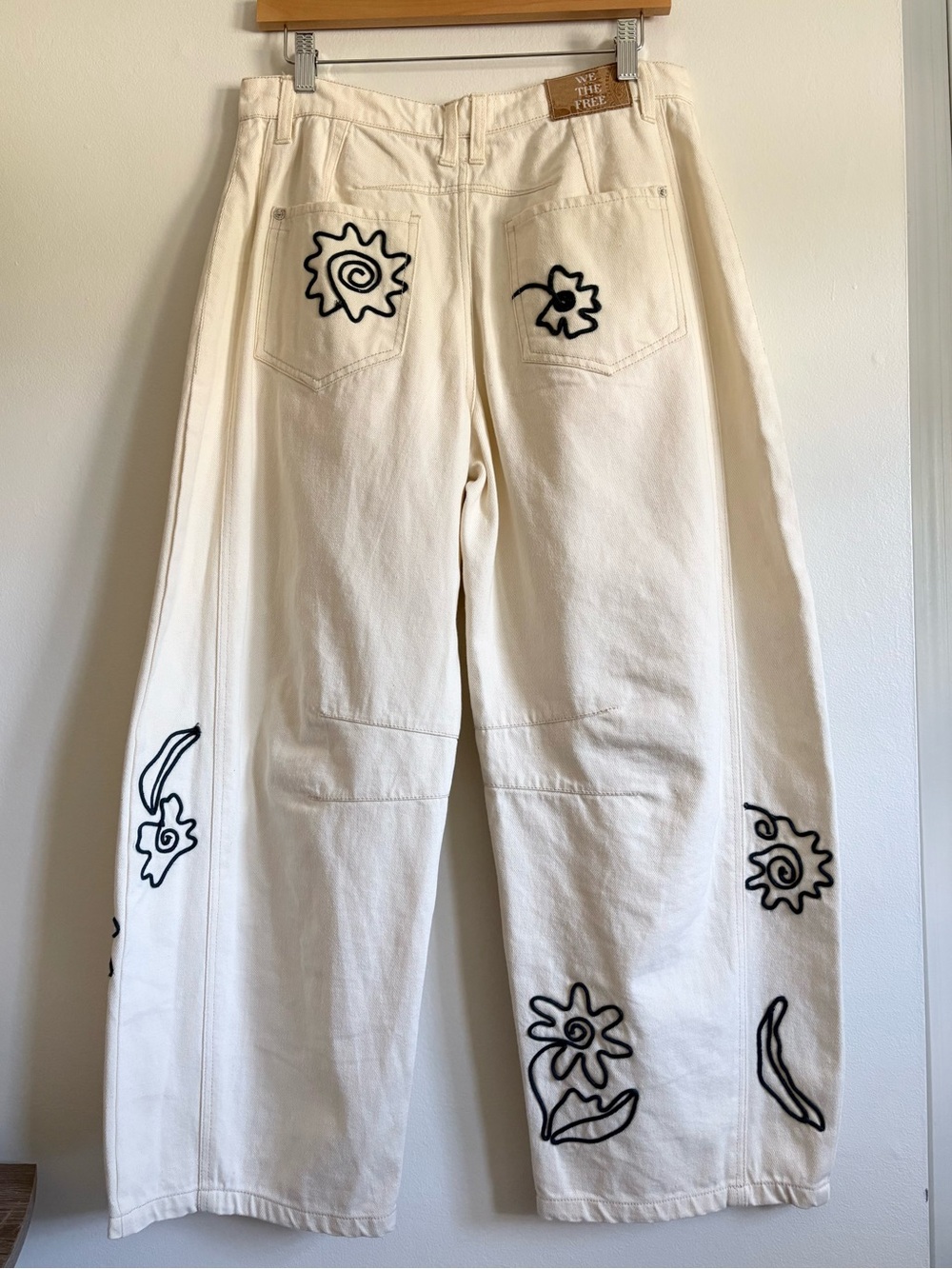 We The Free Good Luck Soutache Barrel Jeans in Ivory NEW - Picture 5 of 7